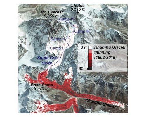 Everest region elevation change maps